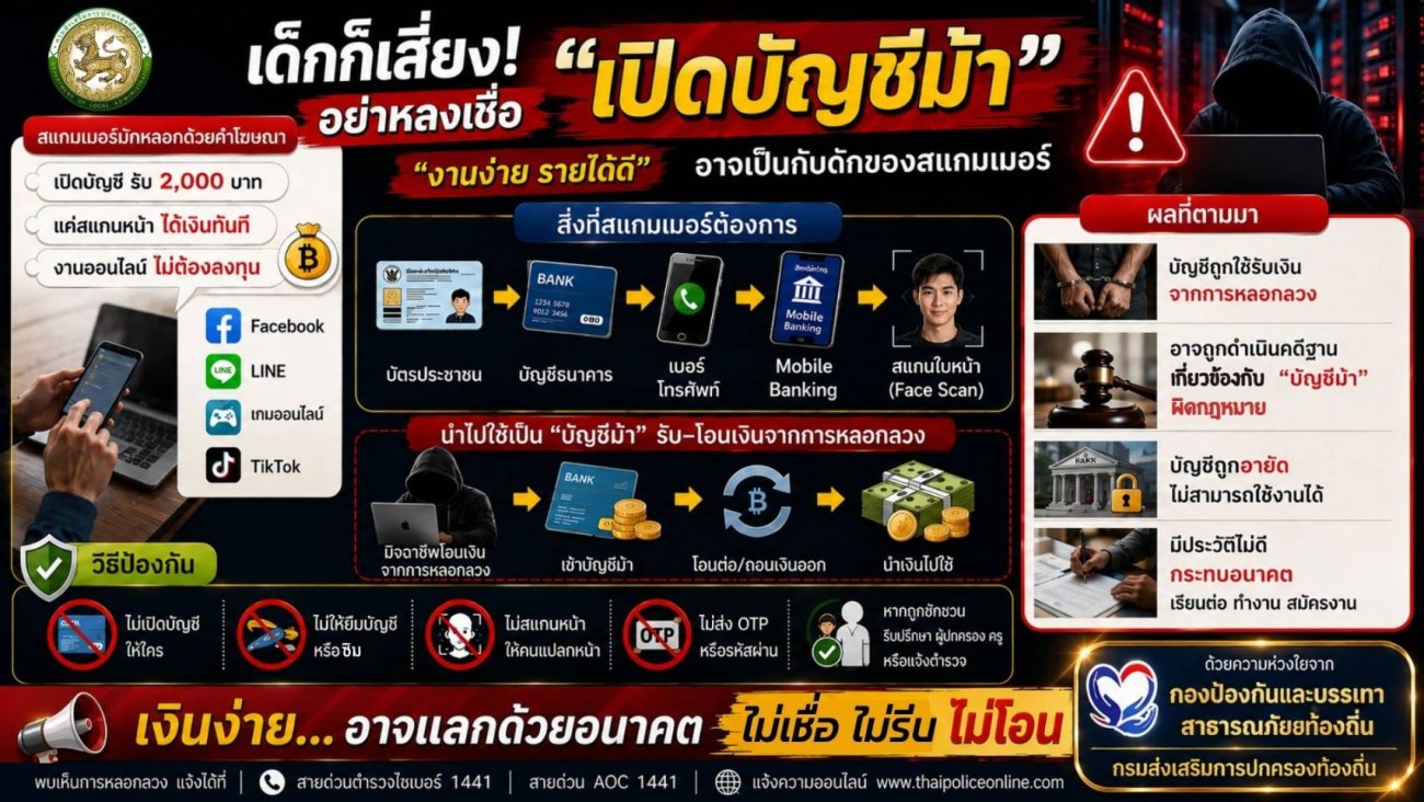 ข่าวประชาสัมพันธ์องค์การบริหารส่วนตำบลนาคำใหญ่ เรื่อง การสร้างความรู้ความเข้าใจ เพื่อป้องกันการหลอกลวงทางออนไลน์ (Scammer) "ไม่เชื่อ-ไม่รีบ-ไม่โอน"